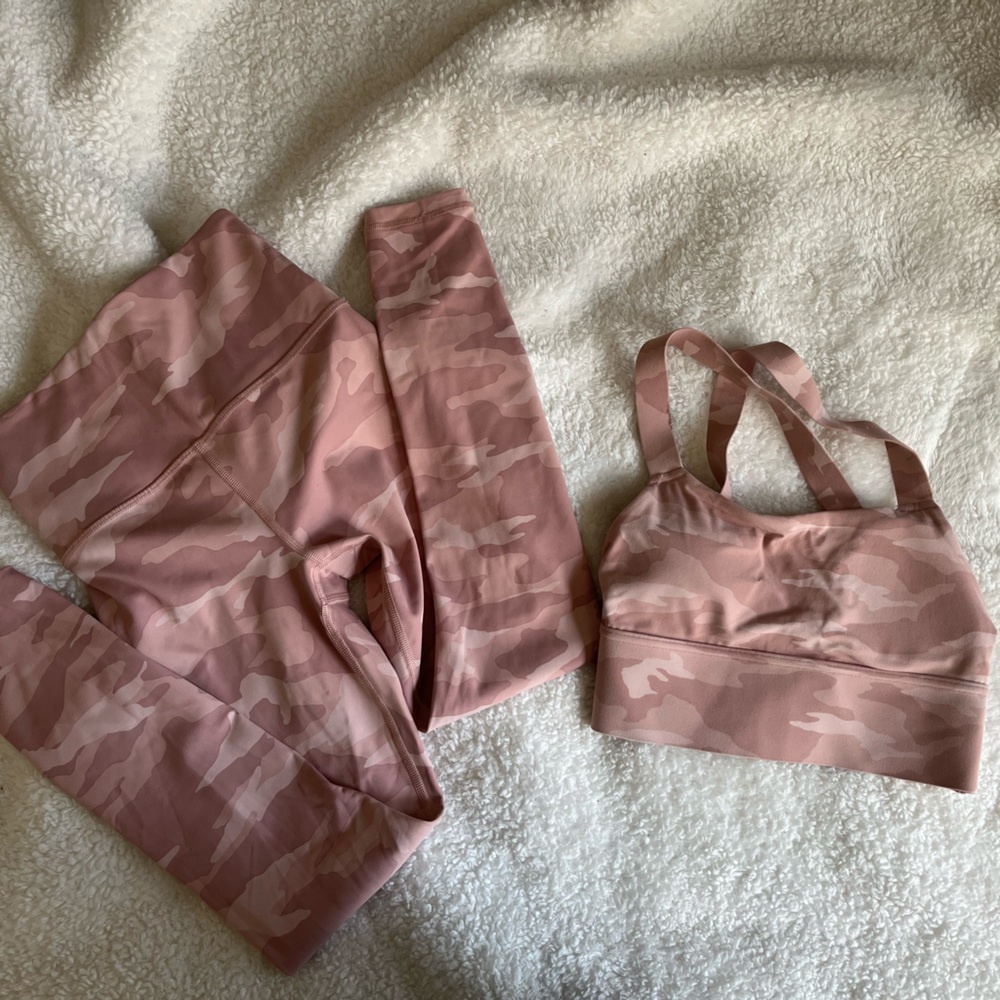 Athleta Elation Camo 7/8 Tight + Warrior Longline Printed Bra